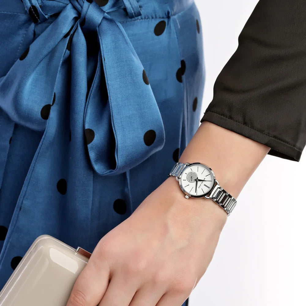  Shop Authentic Michael Kors Portia Quartz Silver Dial Silver Steel Strap Watch For Women - MK3837 - Luxxuri