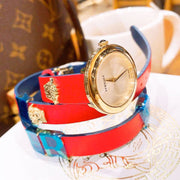  Shop Authentic Versace V-Flare Quartz Silver Dial Red Leather Strap Watch for Women - VEBN00418 - Luxxuri