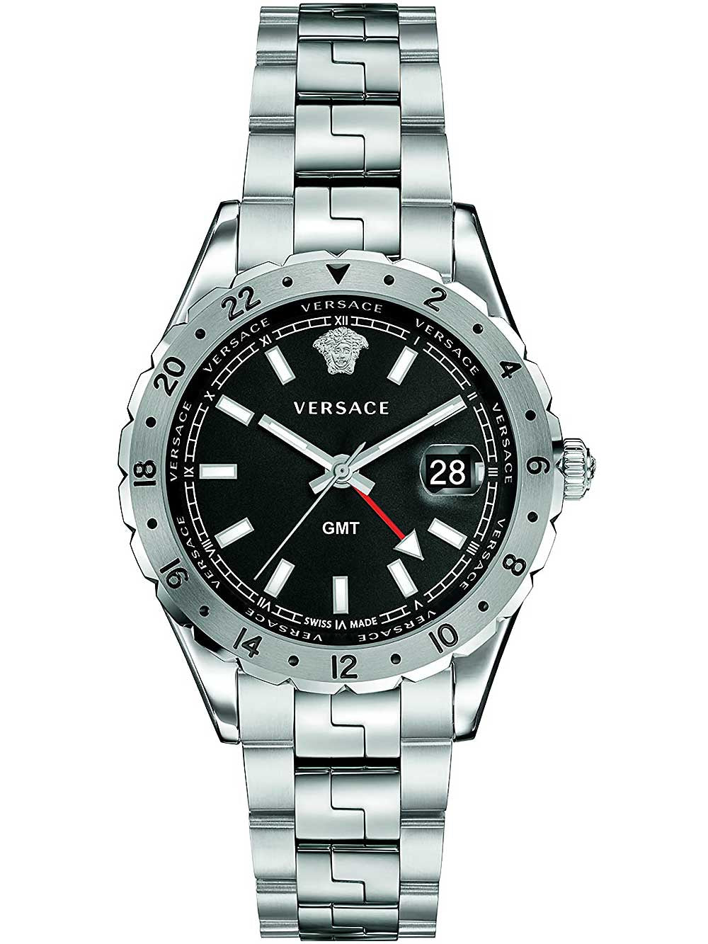  Shop Authentic Versace Hellenyium GMT Black Dial Silver Steel Strap Watch for Men - V11020015 - Luxxuri