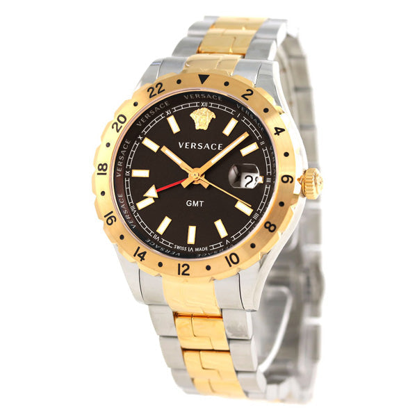  Shop Authentic Versace Hellenyium GMT Black Dial Two Tone Steel Strap Watch for Men - V11040015 - Luxxuri