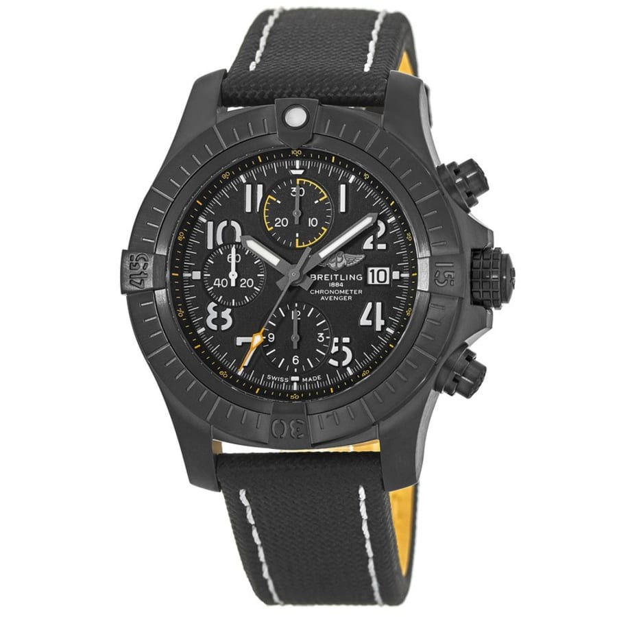  Shop Authentic Breitling Avenger Chronograph 45mm Night Mission Black Dial Black Nylon Strap Watch for Men - V13317101B1X1 - Luxxuri