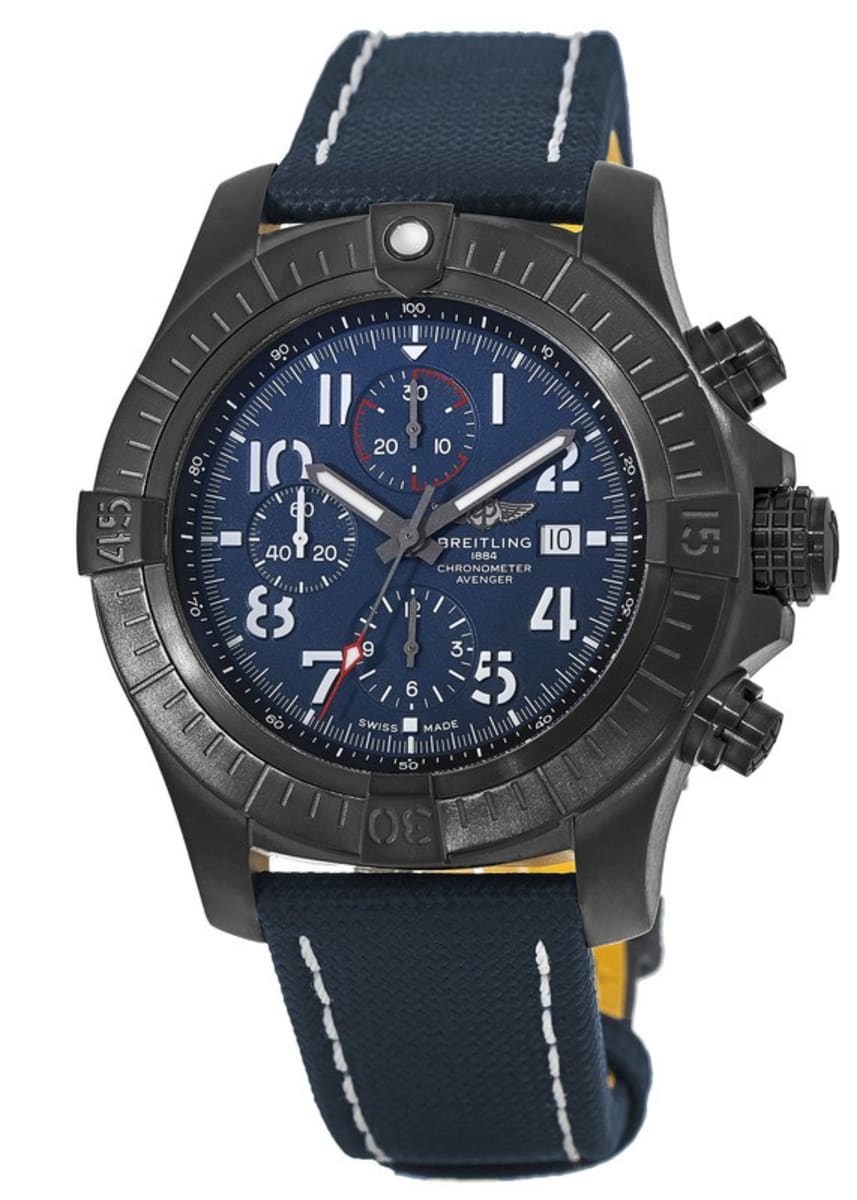  Shop Authentic Breitling Super Avenger Chronograph 48 Night Mission Blue Dial Blue Leather Strap Watch for Men - V13375101C1X2 - Luxxuri