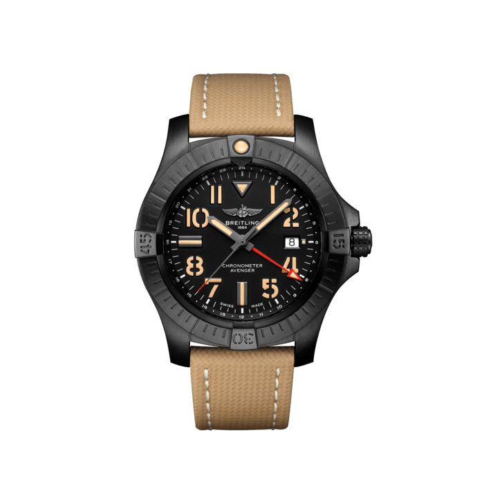  Shop Authentic Breitling Avenger Automatic GMT 45 Black Dial Brown Nylon Strap Watch for Men - V32395101B1X1 - Luxxuri