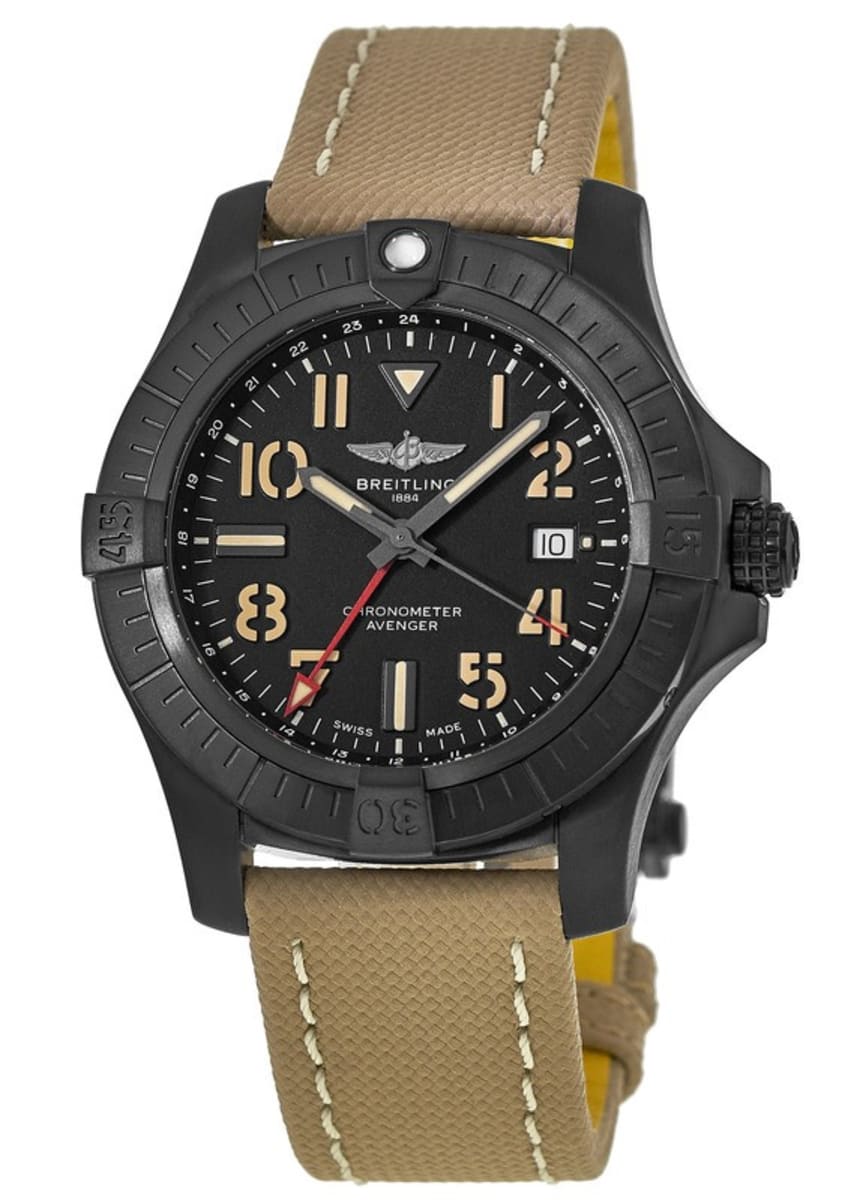  Shop Authentic Breitling Avenger Automatic GMT 45 Black Dial Brown Nylon Strap Watch for Men - V32395101B1X1 - Luxxuri
