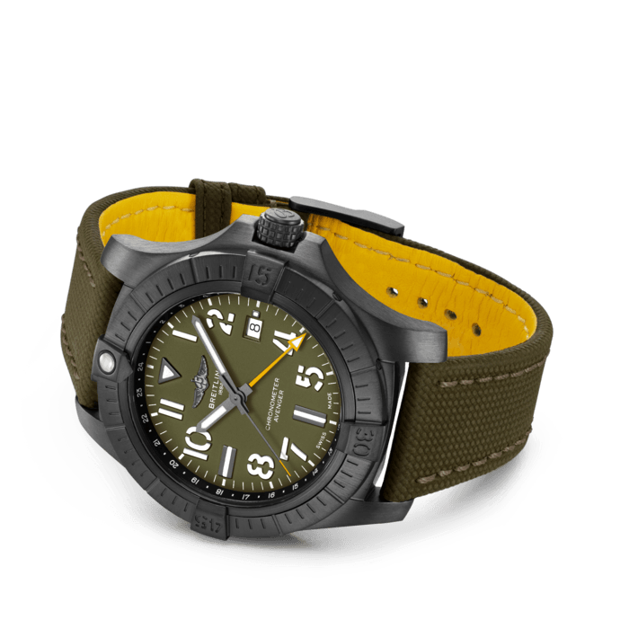  Shop Authentic Breitling Avenger Automatic GMT 45 Night Mission Green Dial Green Nylon Strap Watch for Men - V323952A1L1X1 - Luxxuri