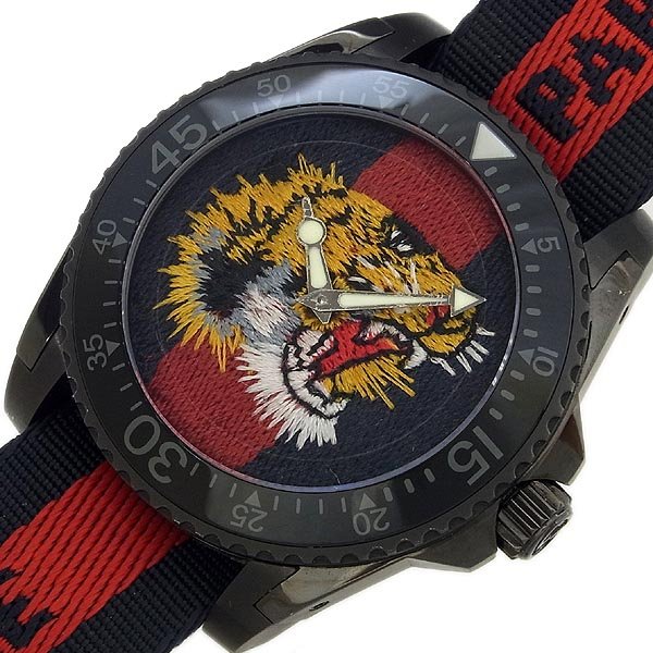  Shop Authentic Gucci Dive Tiger Blue and Red Dial Blue Red Blue Nylon Strap Watch For Men - YA136215 - Luxxuri