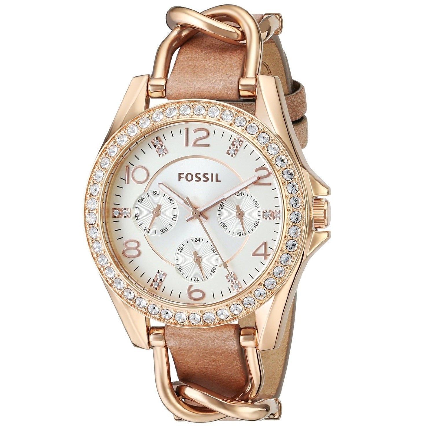  Shop Authentic Fossil Riley White Dial Sand Leather Strap Watch for Women - ES3466 - Luxxuri