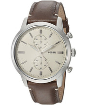  Shop Authentic Fossil Townsman Chronograph White Dial Brown Leather Strap Watch for Men - FS5350 - Luxxuri