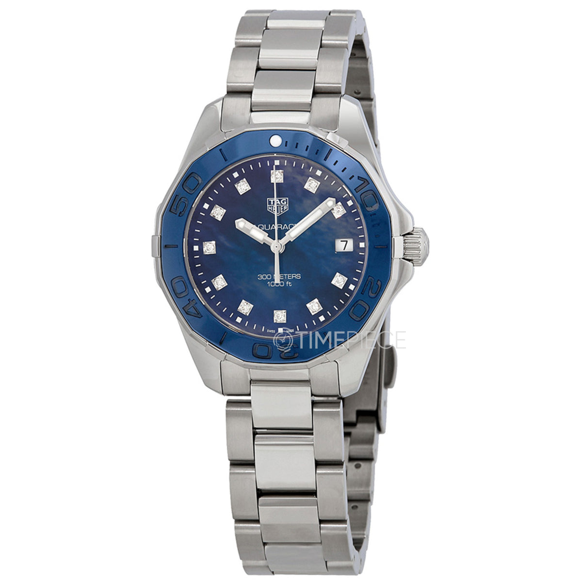  Shop Authentic Tag Heuer Aquaracer Diamonds Blue Dial Silver Steel Strap Watch for Women - WAY131L.BA0748 - Luxxuri