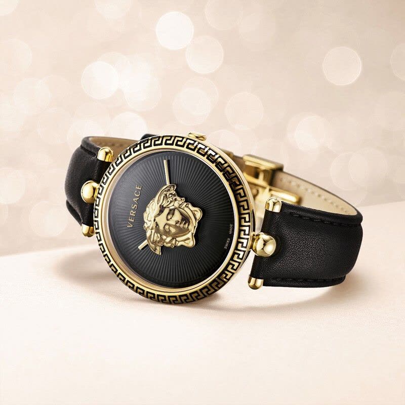  Shop Authentic Versace Palazzo Empire Black Dial Black Leather Strap Watch for Women - VCO020017 - Luxxuri