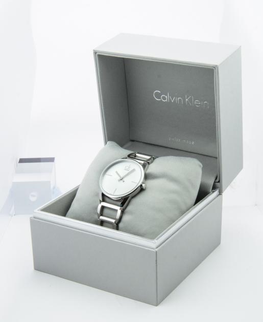  Shop Authentic Calvin Klein Stately White Dial Silver Steel Strap Watch for Women - K3G23126 - Luxxuri
