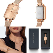  Shop Authentic Daniel Wellington Quadro Unitone Rose Gold Dial Rose Gold Mesh Strap Watch For Women - DW00100484 - Luxxuri