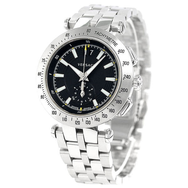  Shop Authentic Versace V-Race Sport Black Dial Silver Steel Strap Watch for Men - VAH010016 - Luxxuri
