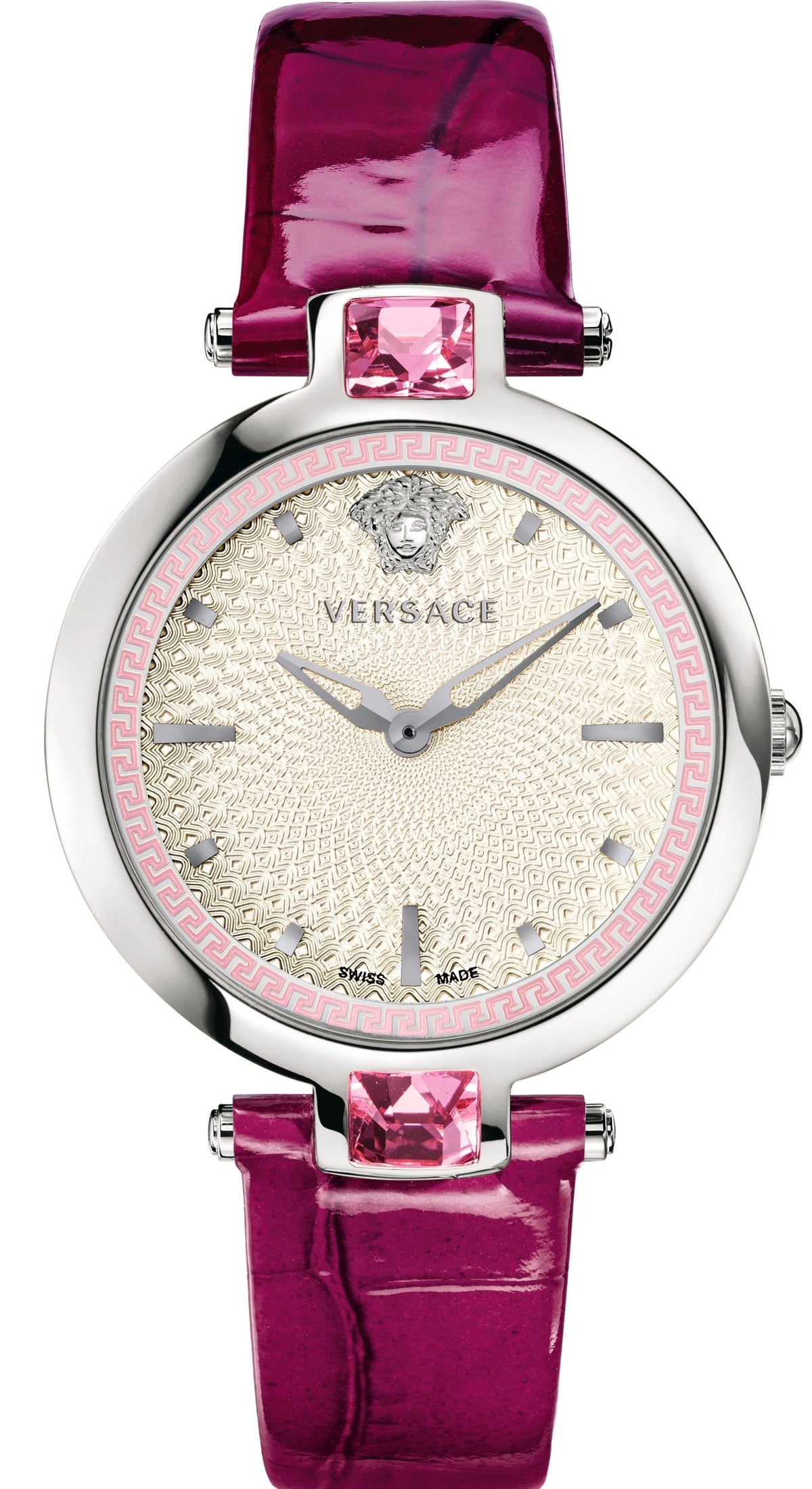  Shop Authentic Versace Olympo Crystal Gleam White Dial Purple Leather Strap Watch for Women - VAN010016 - Luxxuri