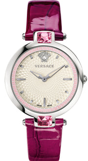  Shop Authentic Versace Olympo Crystal Gleam White Dial Purple Leather Strap Watch for Women - VAN010016 - Luxxuri