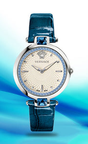  Shop Authentic Versace Olympo Gleam White Dial Green Leather Strap Watch for Women - VAN020016 - Luxxuri