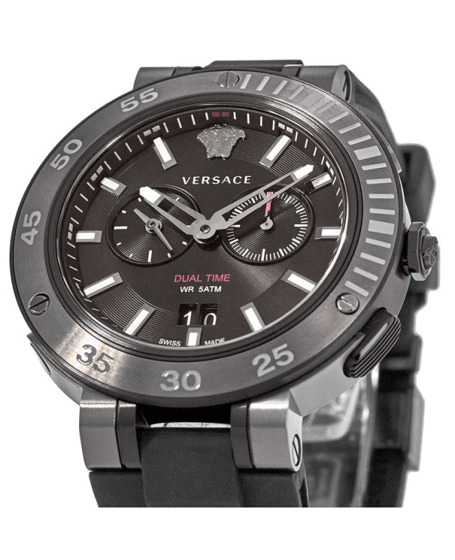  Shop Authentic Versace V Extreme Chronograph Black Tone Dial Black Rubber Strap Watch for Men - VCN020017 - Luxxuri