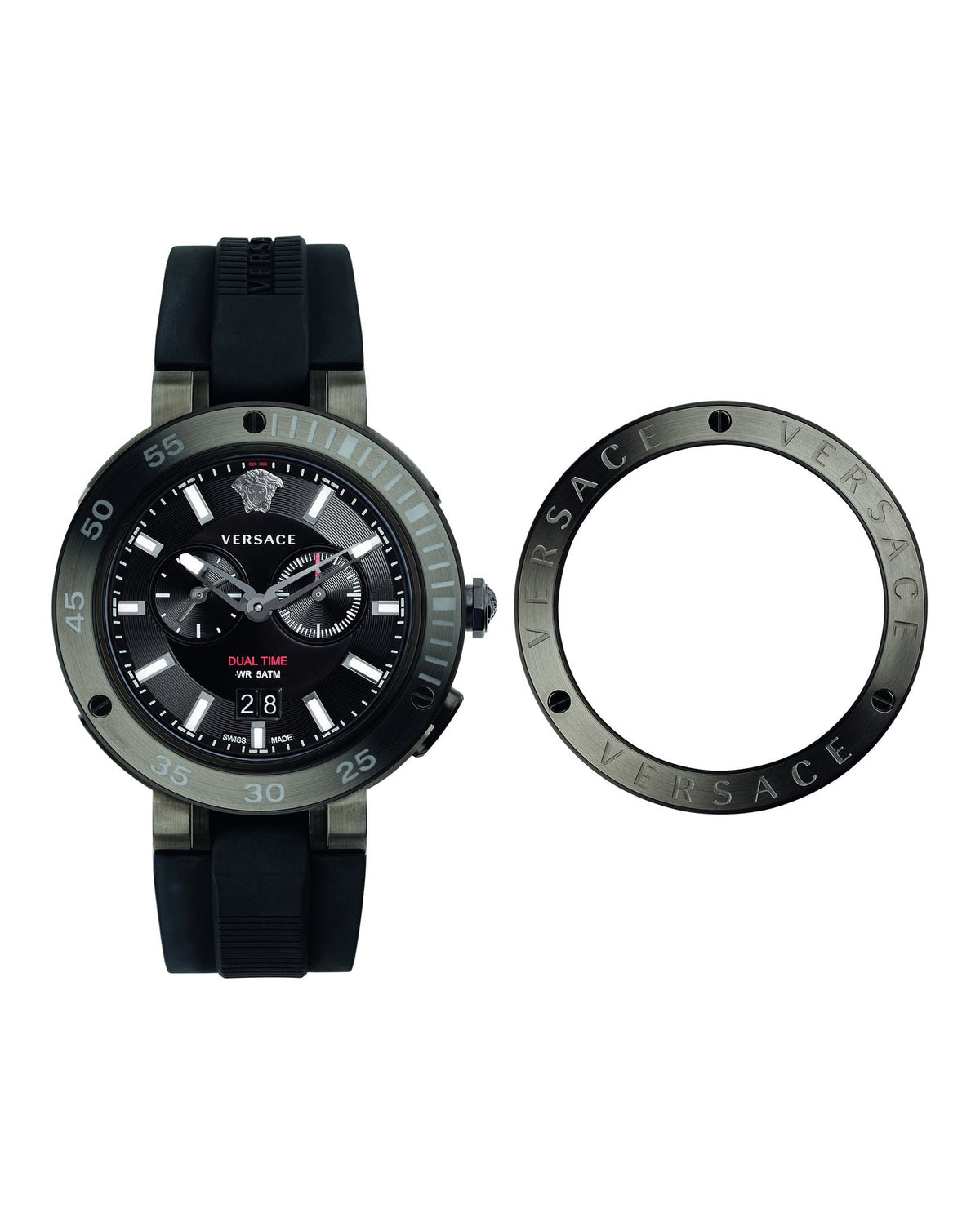  Shop Authentic Versace V Extreme Chronograph Black Tone Dial Black Rubber Strap Watch for Men - VCN020017 - Luxxuri