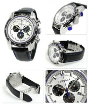  Shop Authentic Versace V-Ray Quartz Silver Dial Black Leather Strap Watch for Men - VDB010014 - Luxxuri