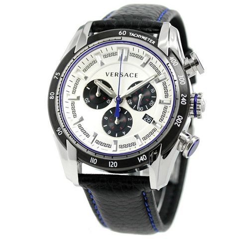  Shop Authentic Versace V-Ray Quartz Silver Dial Black Leather Strap Watch for Men - VDB010014 - Luxxuri