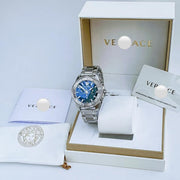  Shop Authentic Versace Greca Action Chronograph Quartz Green Dial Silver Steel Strap Watch for Men - VE3J00422 - Luxxuri