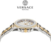  Shop Authentic Versace Greca Action Chronograph Quartz Silver Dial Two Tone Steel Strap Watch for Men - VE3J00522 - Luxxuri