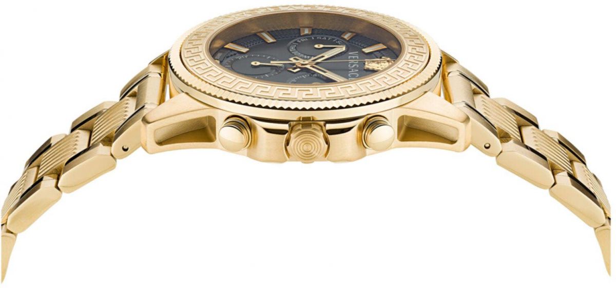  Shop Authentic Versace Greca Action Chronograph Black Dial Gold Steel Strap Watch For Men - VE3J00622 - Luxxuri