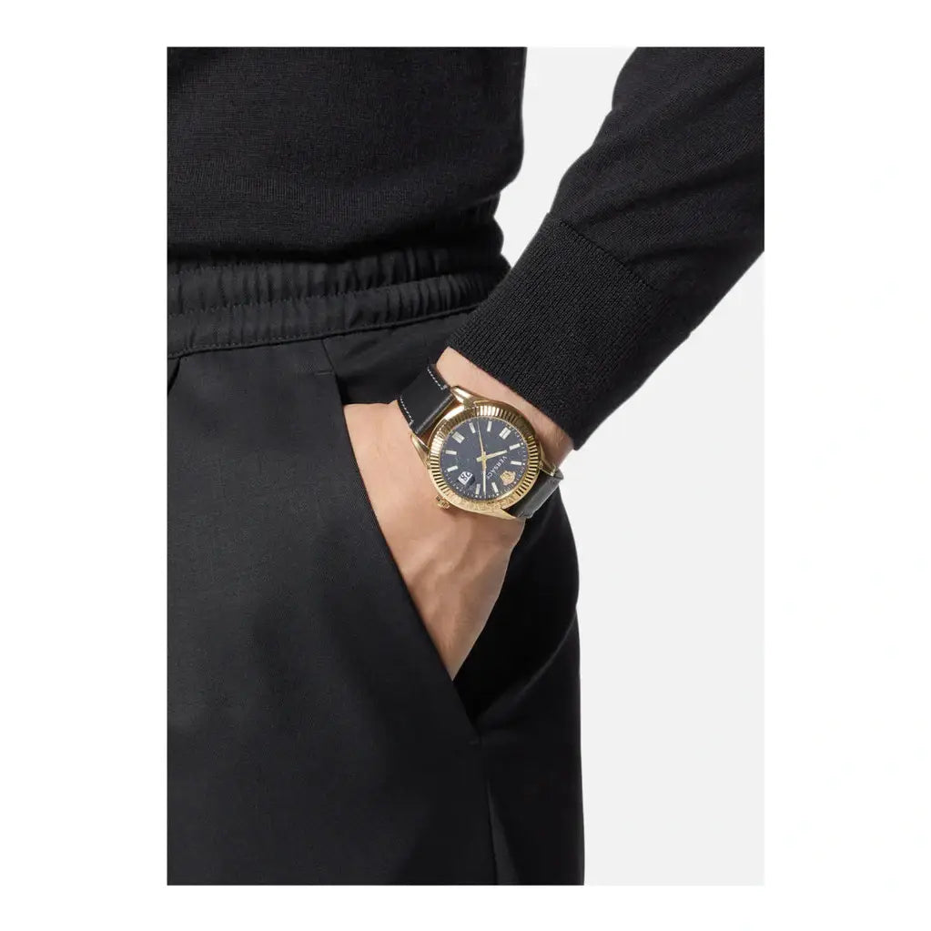  Shop Authentic Versace Greca Time Quartz Black Dial Brown Leather Strap Watch For Men - VE3K00222 - Luxxuri