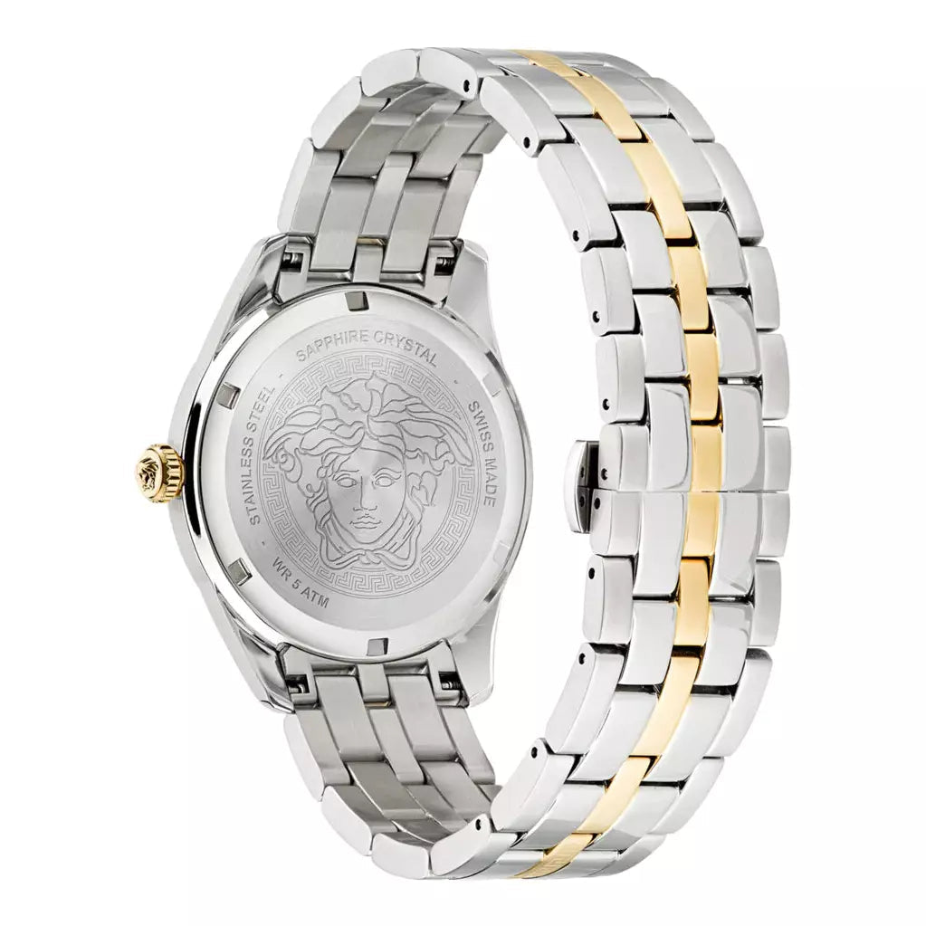  Shop Authentic Versace Greca Time Quartz Green Dial Two Tone Steel Strap Watch For Men - VE3K00422 - Luxxuri