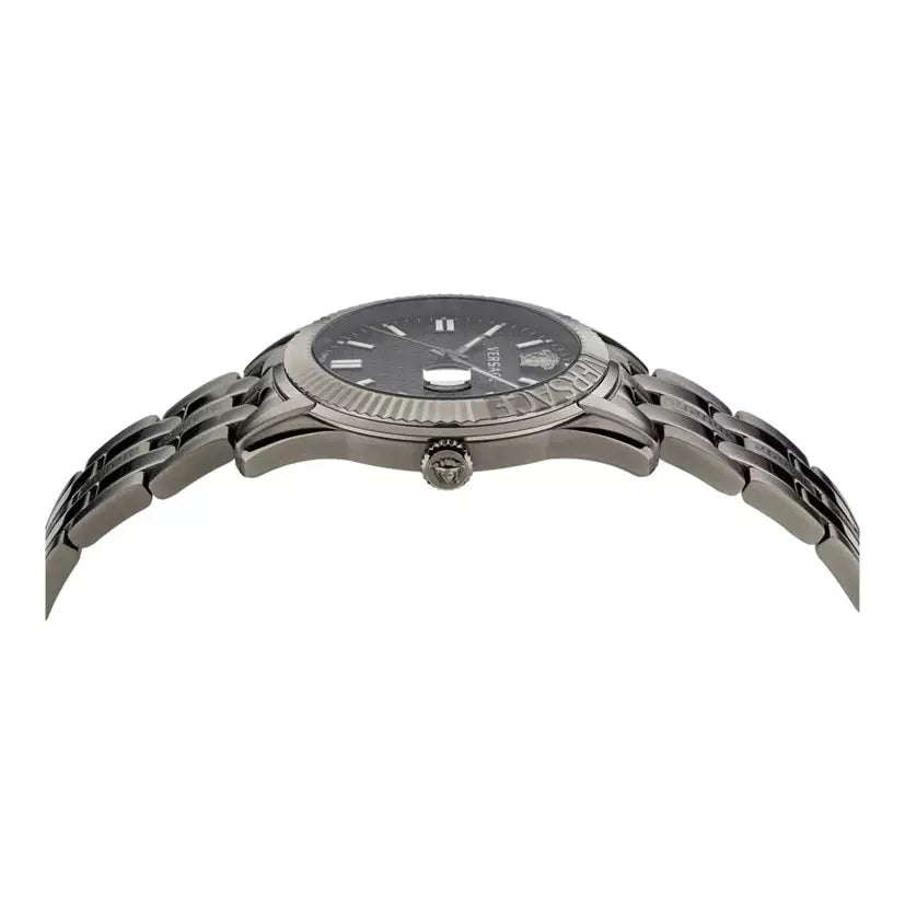  Shop Authentic Versace Greca Time Quartz Black Dial Grey Steel Strap Watch for Men  - VE3K00622 - Luxxuri