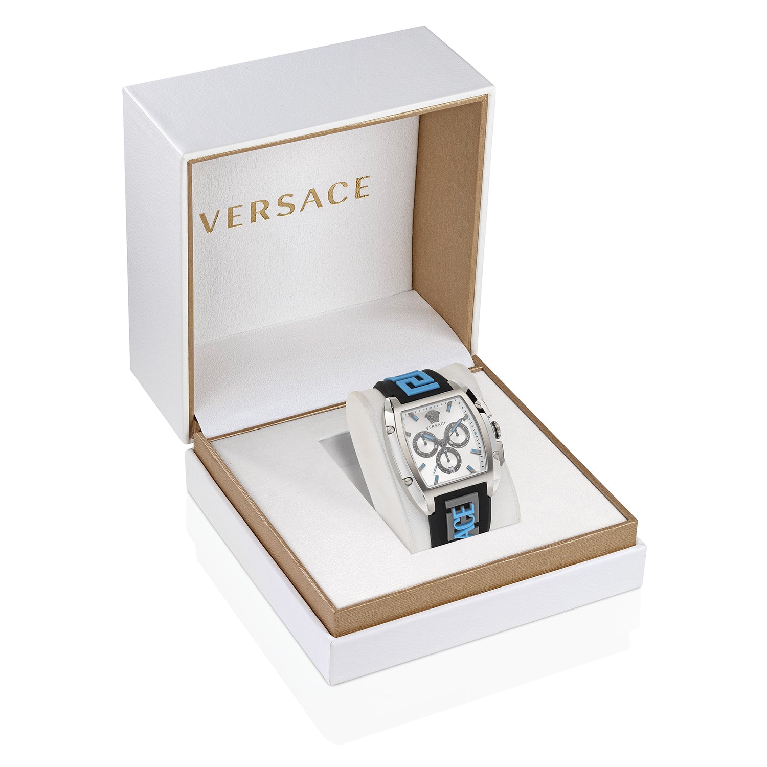  Shop Authentic Versace Dominus Chronograph Silver Dial Black Rubber Strap Watch For Men - VE6H00123 - Luxxuri