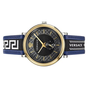  Shop Authentic Versace  V-Circle Black Dial Blue Leather Strap Watch for Men - VEBQ01419 - Luxxuri