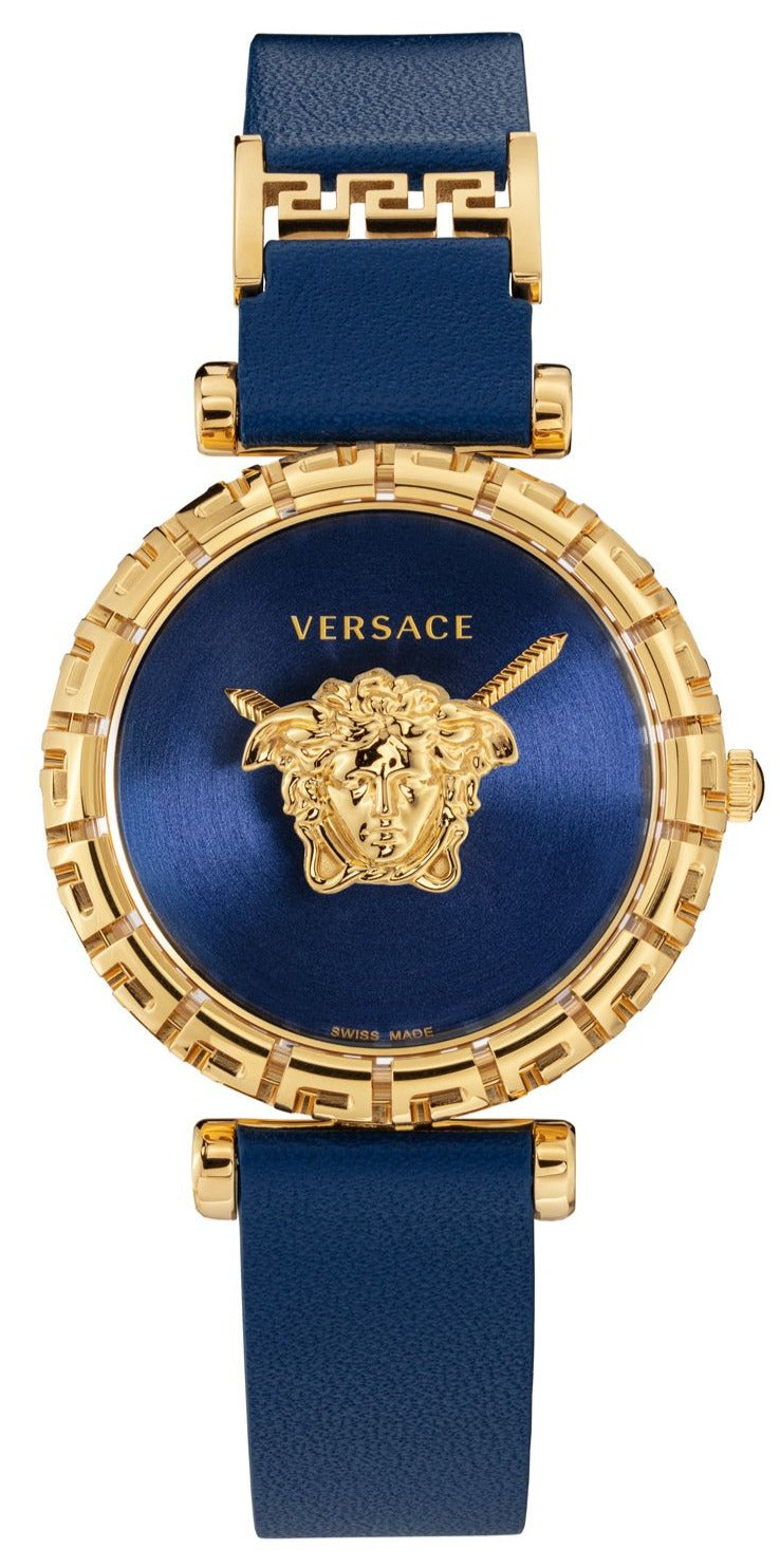  Shop Authentic Versace Palazzo Empire Greca Quartz Blue Dial Blue Leather Strap Watch for Women - VEDV00219 - Luxxuri