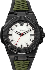  Shop Authentic Versace Chain Reaction Quartz White Dial Green Rubber Strap Watch for Men - VEDY00419 - Luxxuri