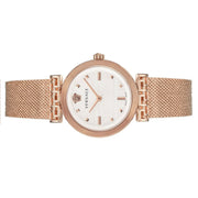  Shop Authentic Versace Meander White Dial Rose Gold Mesh Bracelet Watch for Women - VELW00620 - Luxxuri