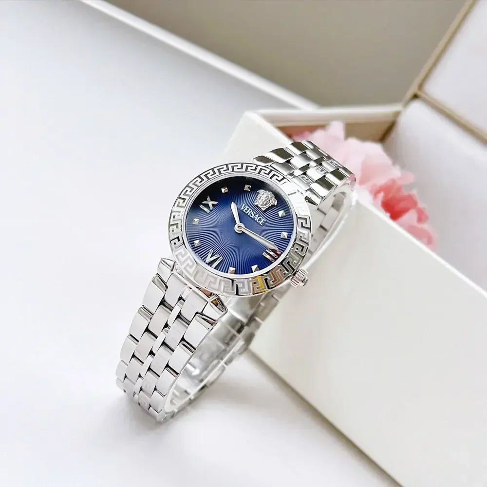  Shop Authentic Versace Daphnis Analog Blue Dial Silver Steel Strap Watch for Women - VEOCA0124 - Luxxuri