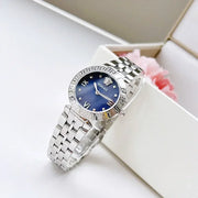  Shop Authentic Versace Daphnis Analog Blue Dial Silver Steel Strap Watch for Women - VEOCA0124 - Luxxuri
