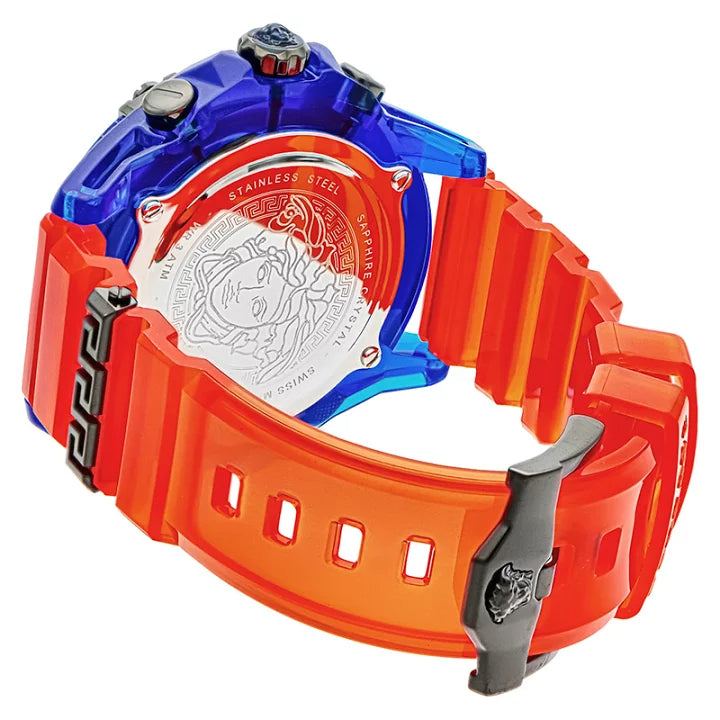  Shop Authentic Versace Icon Active Chronograph Quartz Blue Dial Orange Rubber Strap Watch For Men - VEZ700922 - Luxxuri