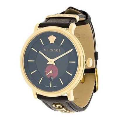  Shop Authentic Versace V-Circle Manifesto Edition Black Dial Black Leather Strap Watch for Men - VBQ050017 - Luxxuri