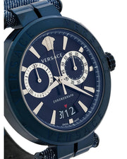  Shop Authentic Versace Aion Chronograph Blue Dial Blue Leather Strap Watch for Men - VBR070017 - Luxxuri