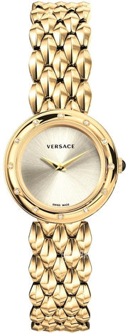  Shop Authentic Versace V-Flare Quartz Silver Dial Gold Steel Strap Watch for Women - VEBN00818 - Luxxuri