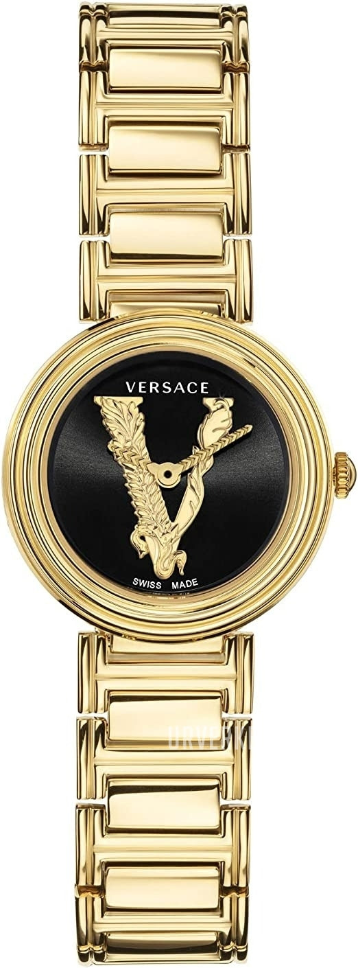 Shop Authentic Versace V Virtus Quartz Black Dial Gold Steel Strap Watch For Women - VET300121 - Luxxuri
