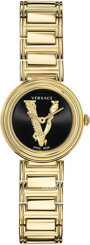  Shop Authentic Versace V Virtus Quartz Black Dial Gold Steel Strap Watch For Women - VET300121 - Luxxuri