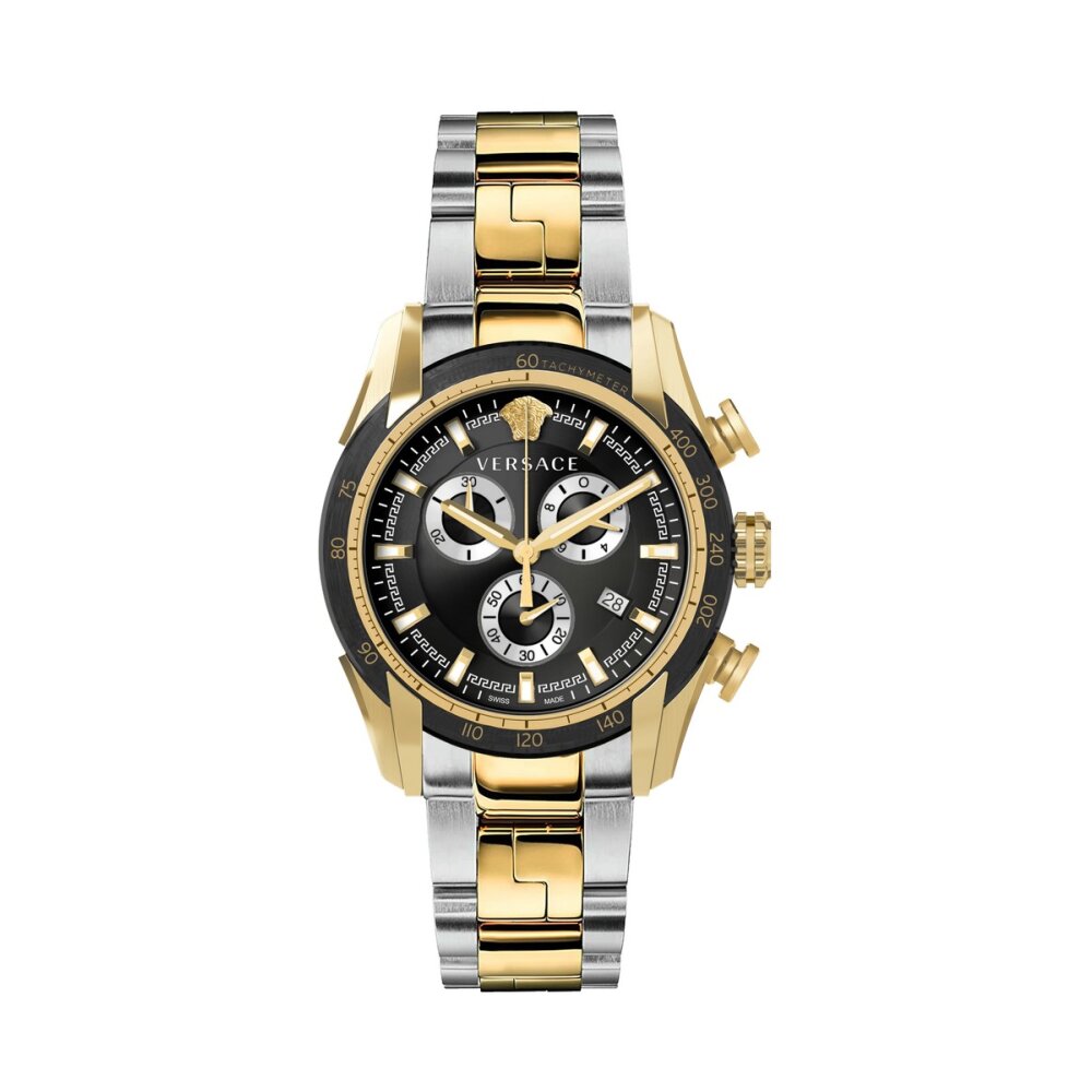  Shop Authentic Versace V-Ray Chronograph Black Dial Two Tone Steel Strap Watch For Men - VE2I00421 - Luxxuri
