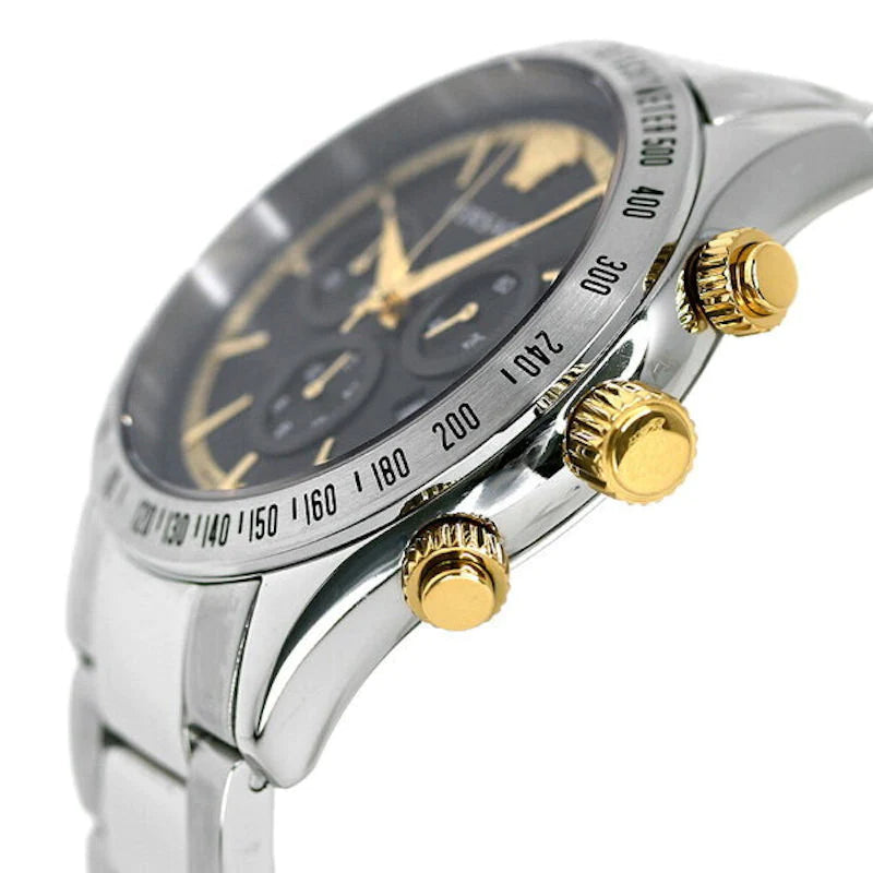  Shop Authentic Versace Classic Chronograph Quartz Black Dial Silver Steel Strap Watch For Men - VEV700419 - Luxxuri