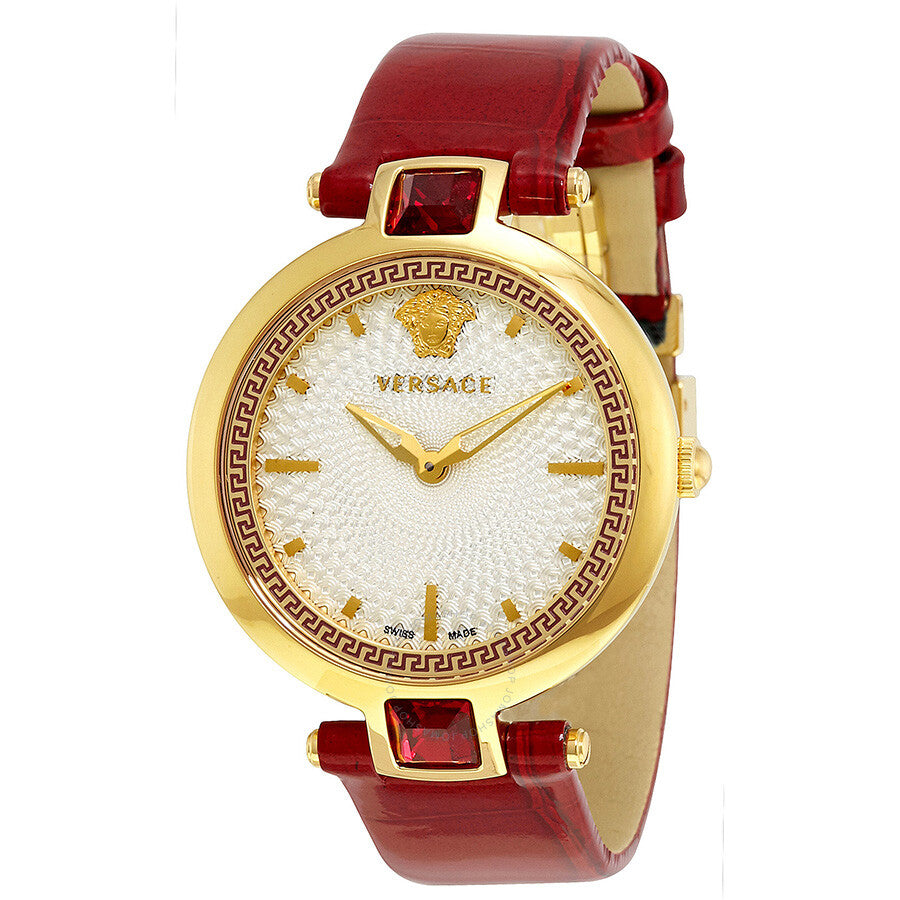  Shop Authentic Versace Crystal Gleam White Dial Red Leather Strap Watch For Women - VAN040016 - Luxxuri