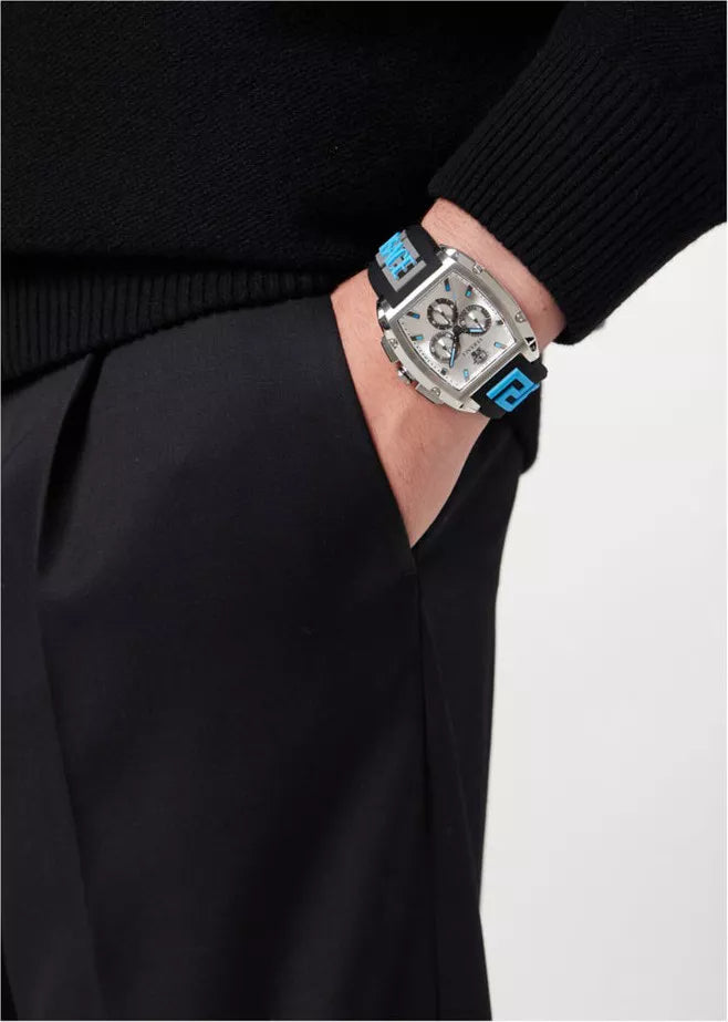 Shop Authentic Versace Dominus Chronograph Silver Dial Black Rubber Strap Watch For Men - VE6H00123 - Luxxuri