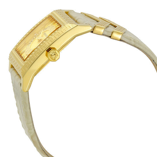  Shop Authentic Versace DV-25 Gold Dial Off White Leather Strap Watch for Women - VQF030015 - Luxxuri