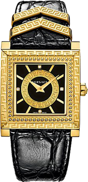  Shop Authentic Versace VD-25 Diamonds Black Dial Black Leather Strap Watch for Women - VQF020015 - Luxxuri
