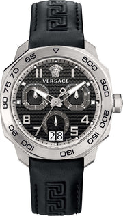  Shop Authentic Versace Dylos Analog Black Dial Black Leather Strap Watch for Men - VQC010015 - Luxxuri